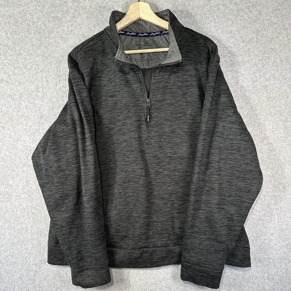 George Strait Pullover Sweater 1/4 Zip Dark Gray Jacket Men's Size XL